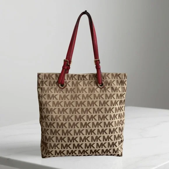 Authentic Michael Kors Signature Tan Pink Tote Bag! - Picture 4 of 14